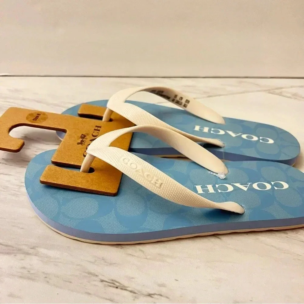 Coach Zak Flip Flop Chambray/Blue Sandals - Picture 7 of 12